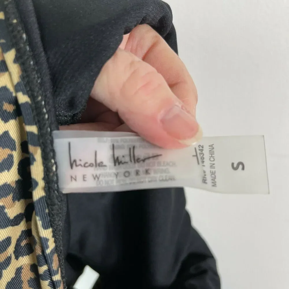 Nicole Miller NWT Leopard Print Tie Waist Swimsuit Size S - Picture 4 of 6